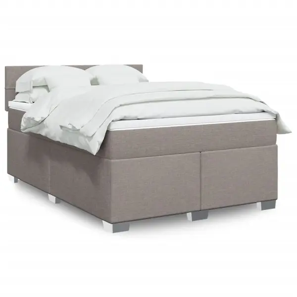 Gossi pat box spring cu saltea, gri taupe, 140x200 cm, textil