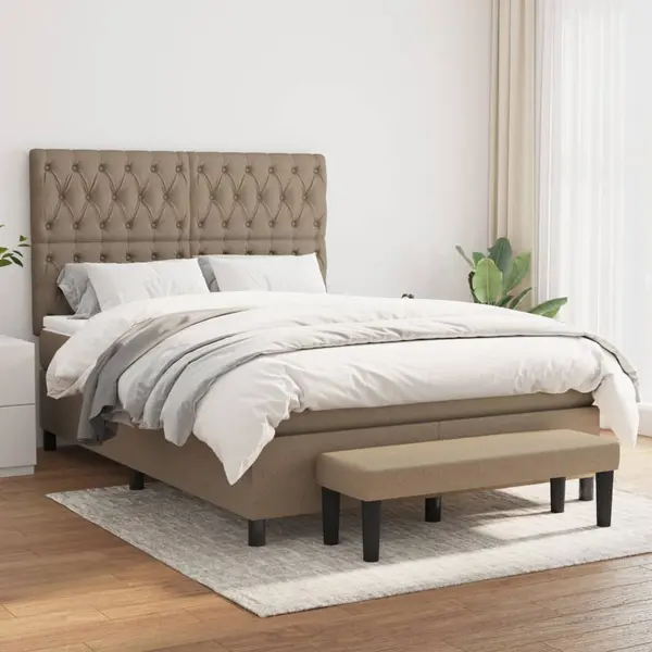 Gossi pat box spring cu saltea, gri taupe, 140x200 cm, textil