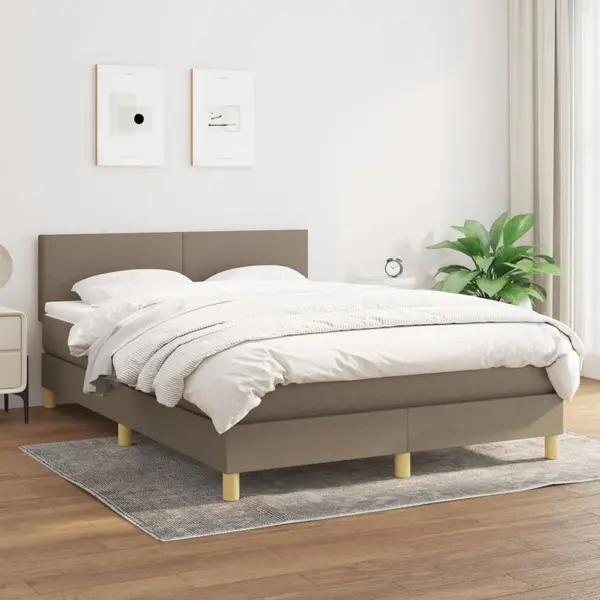Gossi pat box spring cu saltea, gri taupe, 140x200 cm, textil