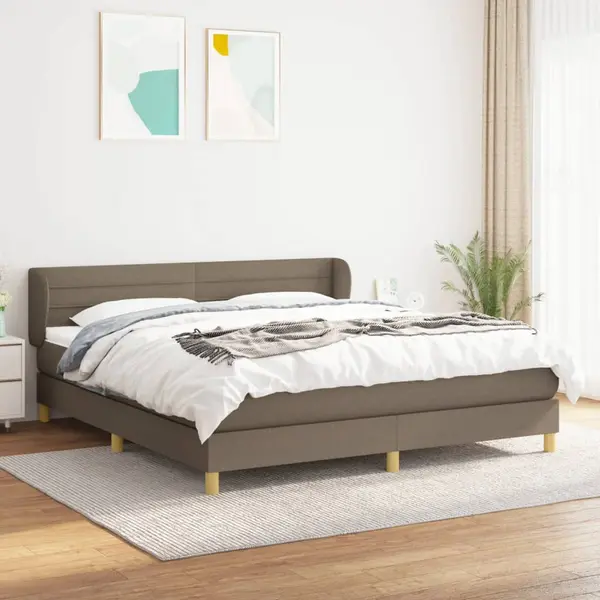 Gossi pat box spring cu saltea, gri taupe, 160x200 cm material textil