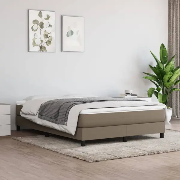 Gossi pat box spring cu saltea, gri taupe, 160x200 cm material textil