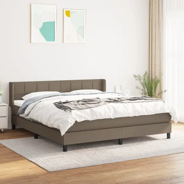 Gossi pat box spring cu saltea, gri taupe, 160x200 cm material textil