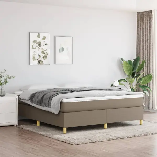 Gossi pat box spring cu saltea, gri taupe, 160x200 cm material textil