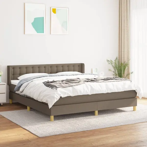 Gossi pat box spring cu saltea, gri taupe, 160x200 cm material textil