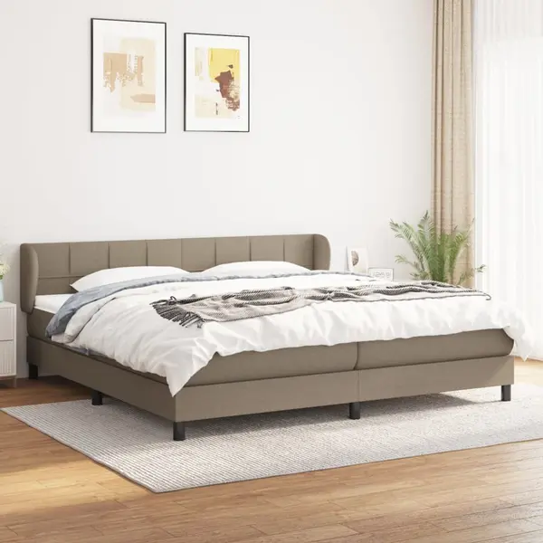 Gossi pat box spring cu saltea, gri taupe, 200x200 cm, textil