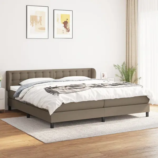 Gossi pat box spring cu saltea, gri taupe, 200x200 cm, textil