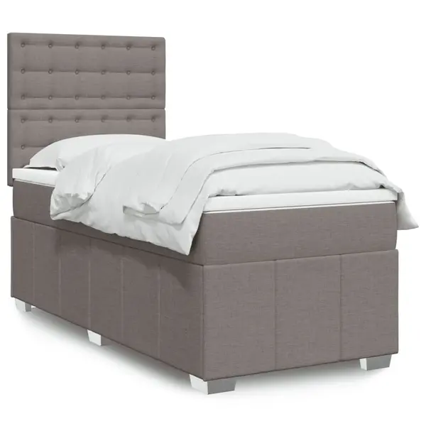 Gossi pat box spring cu saltea, gri taupe, 80x200 cm, textil