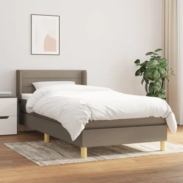Gossi pat box spring cu saltea, gri taupe, 80x200 cm, textil