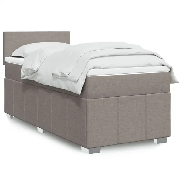 Gossi pat box spring cu saltea, gri taupe, 80x200 cm, textil