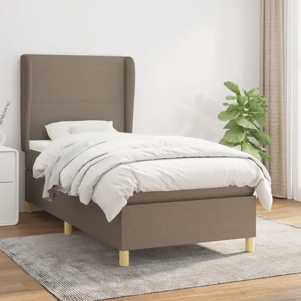 Gossi pat box spring cu saltea, gri taupe, 80x200 cm, textil
