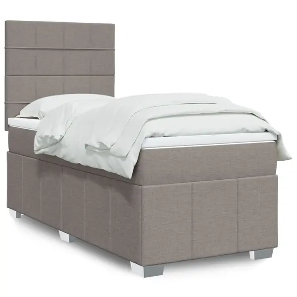 Gossi pat box spring cu saltea, gri taupe, 80x200 cm, textil