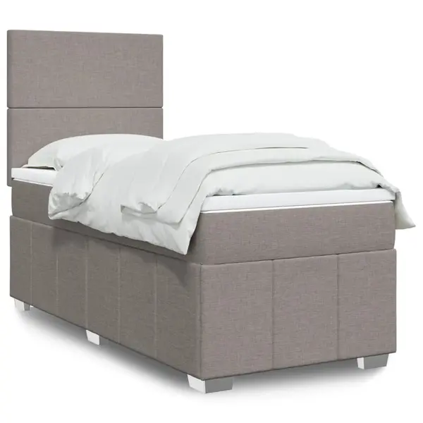 Gossi pat box spring cu saltea, gri taupe, 80x200 cm, textil