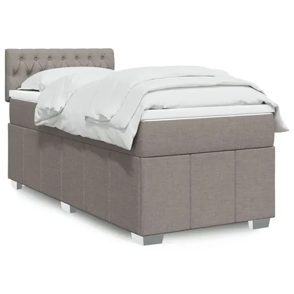 Gossi pat box spring cu saltea, gri taupe, 80x200 cm, textil