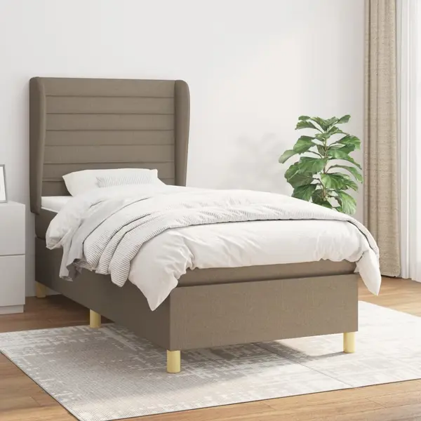 Gossi pat box spring cu saltea, gri taupe, 80x200 cm, textil