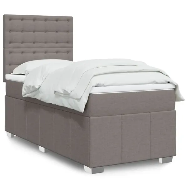 Gossi pat box spring cu saltea, gri taupe, 80x200 cm, textil