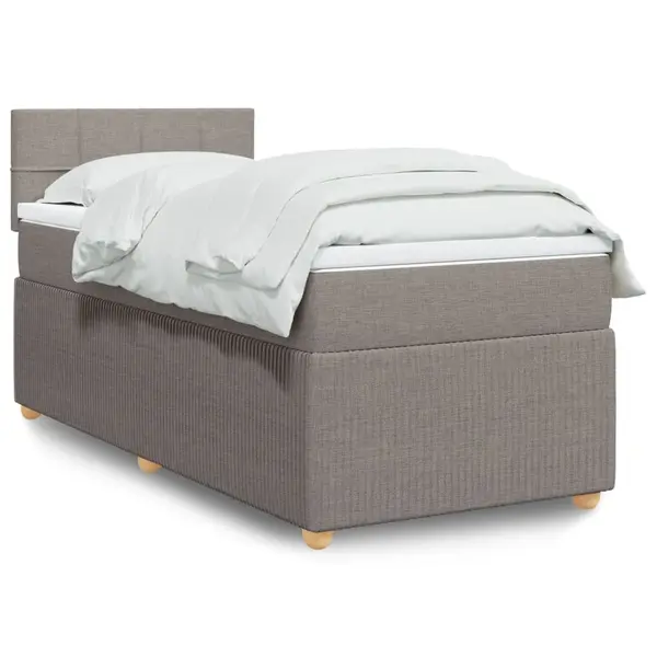 Gossi pat box spring cu saltea, gri taupe, 90x190 cm, textil