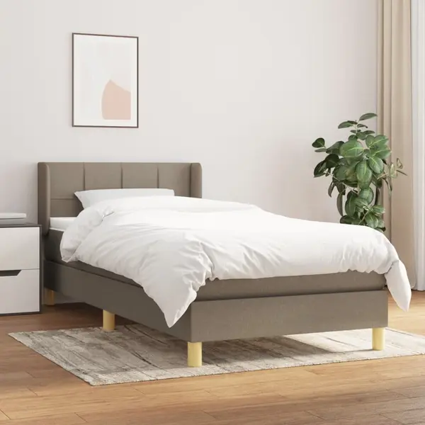Gossi pat box spring cu saltea, gri taupe, 90x190 cm, textil