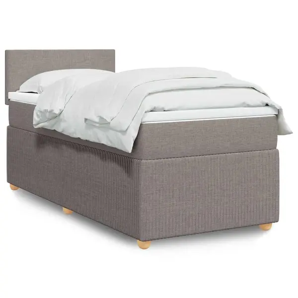 Gossi pat box spring cu saltea, gri taupe, 90x190 cm, textil