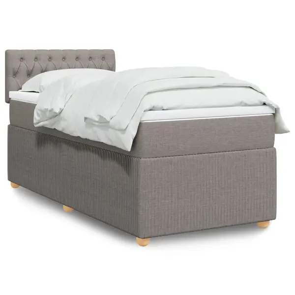 Gossi pat box spring cu saltea, gri taupe, 90x190 cm, textil