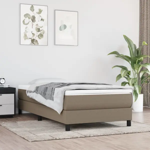 Gossi pat box spring cu saltea, gri taupe, 90x190 cm, textil