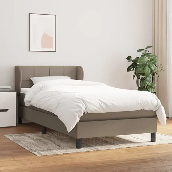 Gossi pat box spring cu saltea, gri taupe, 90x190 cm, textil