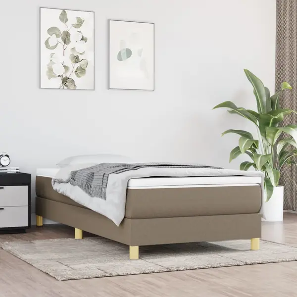 Gossi pat box spring cu saltea, gri taupe, 90x200 cm, textil