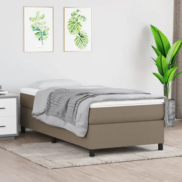 Gossi pat box spring cu saltea, gri taupe, 90x200 cm, textil