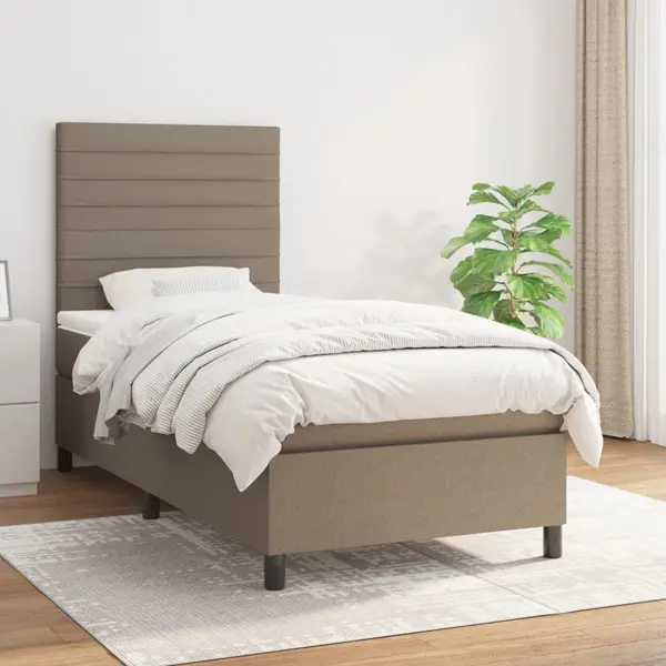 Gossi pat box spring cu saltea, gri taupe, 90x200 cm, textil