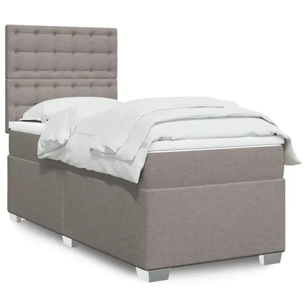 Gossi pat box spring cu saltea, gri taupe, 90x200 cm, textil