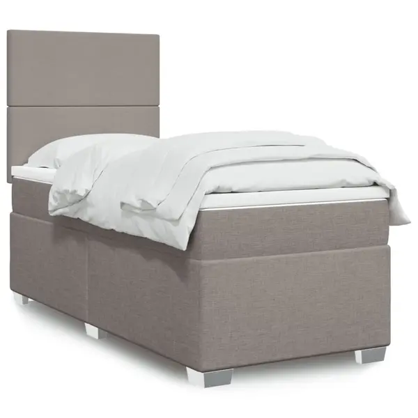 Gossi pat box spring cu saltea, gri taupe, 90x200 cm, textil