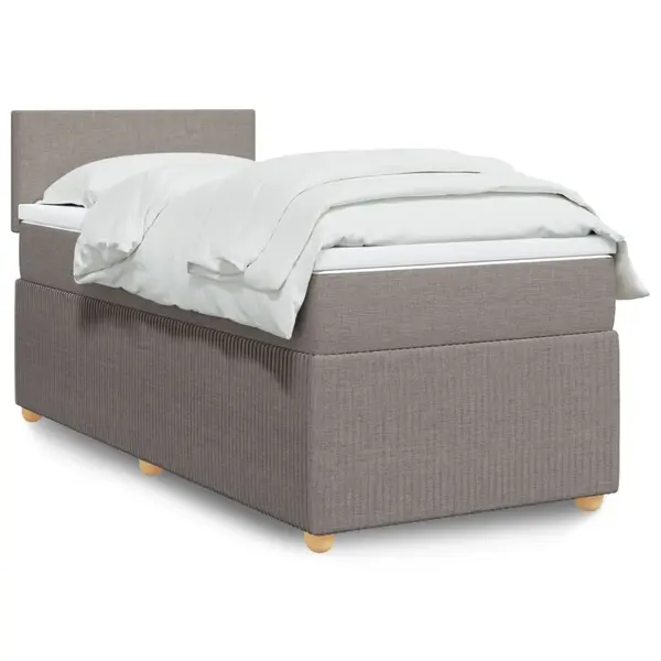 Gossi pat box spring cu saltea, gri taupe, 90x200 cm, textil