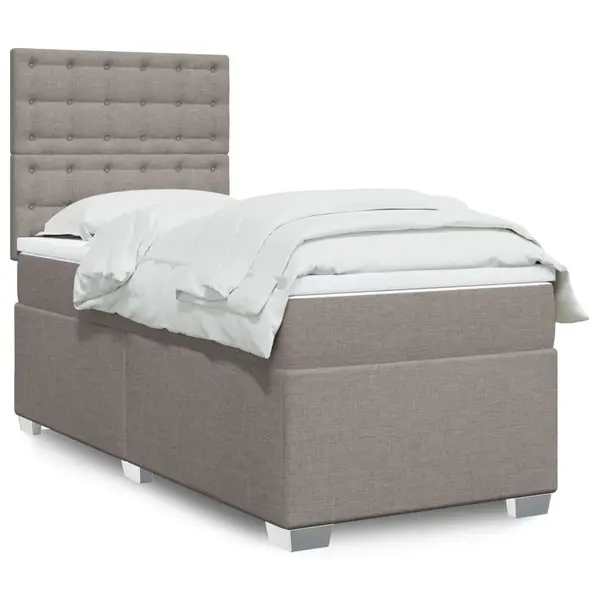 Gossi pat box spring cu saltea, gri taupe, 90x200 cm, textil