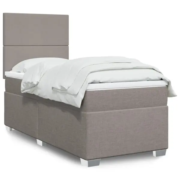 Gossi pat box spring cu saltea, gri taupe, 90x200 cm, textil