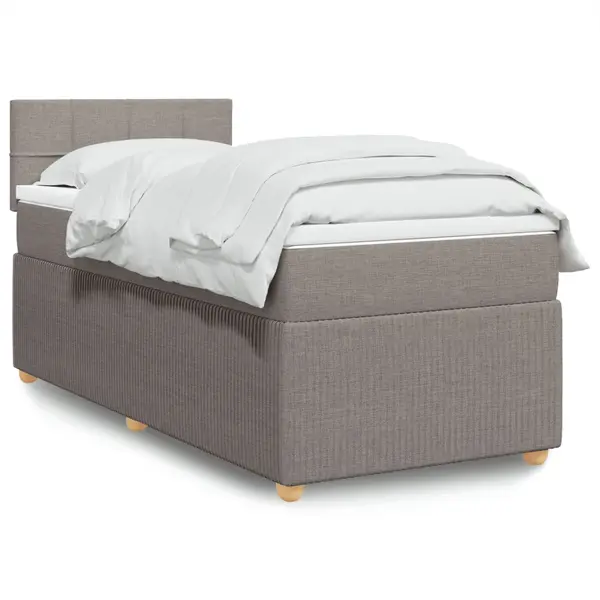 Gossi pat box spring cu saltea, gri taupe, 90x200 cm, textil