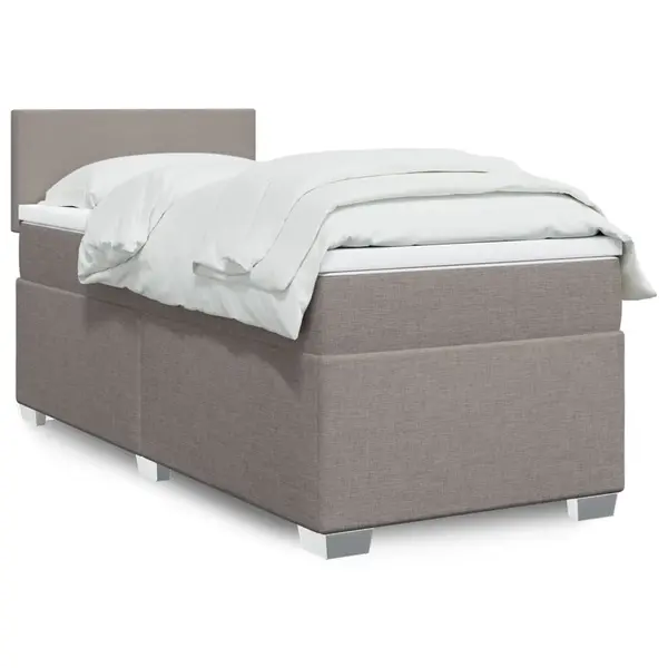 Gossi pat box spring cu saltea, gri taupe, 90x200 cm, textil