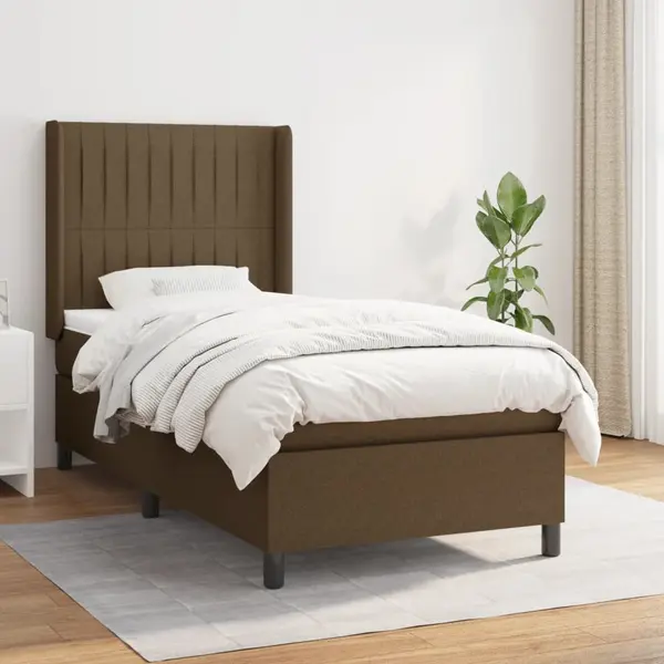 Gossi pat box spring cu saltea, maro inchis, 100x200 cm, textil
