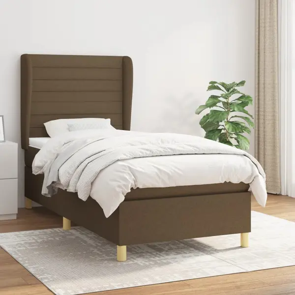 Gossi pat box spring cu saltea, maro inchis, 100x200 cm, textil