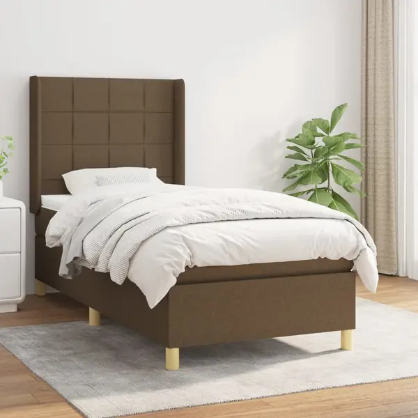 Gossi pat box spring cu saltea, maro inchis, 100x200 cm, textil