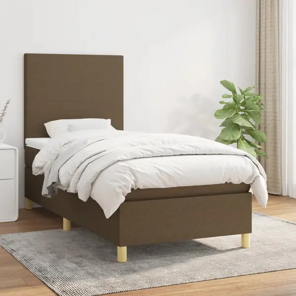 Gossi pat box spring cu saltea, maro inchis, 100x200 cm, textil