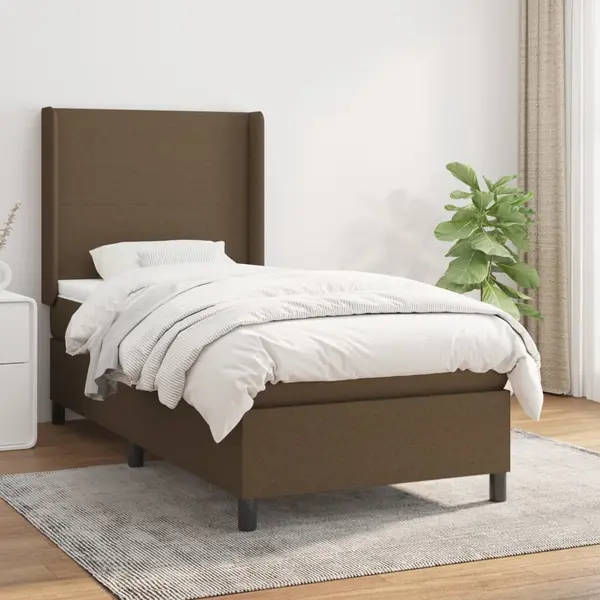 Gossi pat box spring cu saltea, maro inchis, 100x200 cm, textil