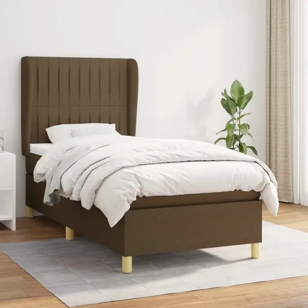 Gossi pat box spring cu saltea, maro inchis, 100x200 cm, textil