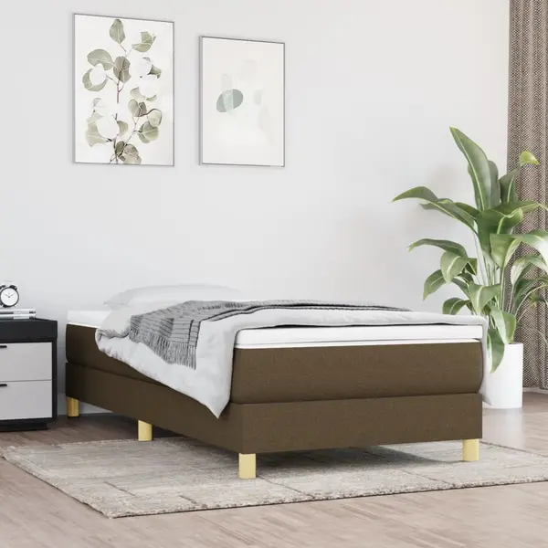 Gossi pat box spring cu saltea, maro inchis, 100x200 cm, textil