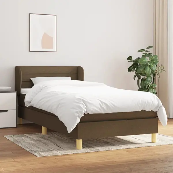 Gossi pat box spring cu saltea, maro inchis, 100x200 cm, textil