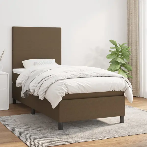 Gossi pat box spring cu saltea, maro inchis, 100x200 cm, textil
