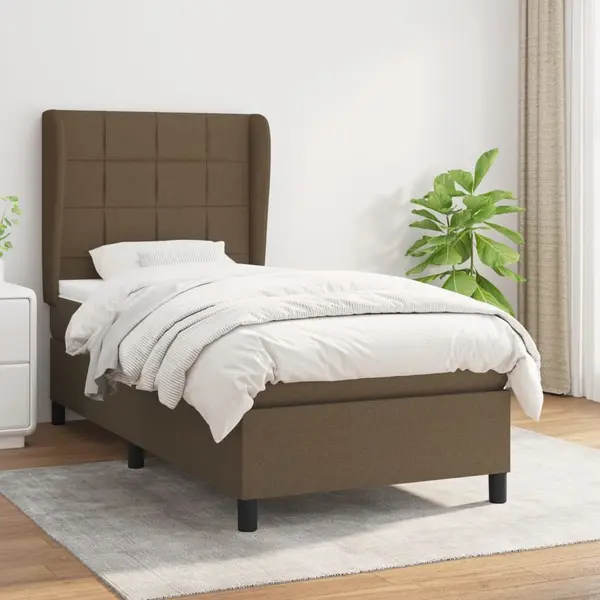 Gossi pat box spring cu saltea, maro inchis, 100x200 cm, textil