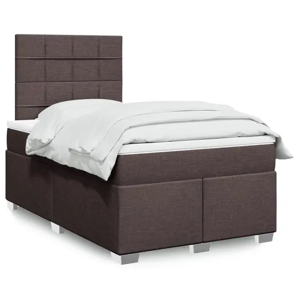 Gossi pat box spring cu saltea, maro inchis, 120x190 cm, textil