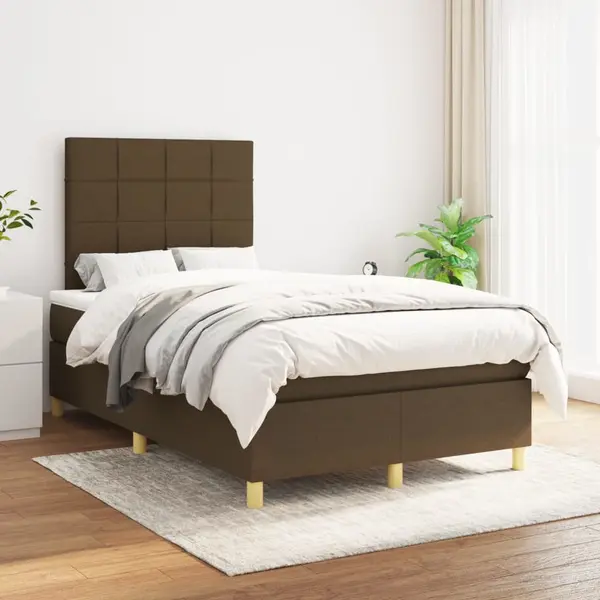 Gossi pat box spring cu saltea, maro inchis, 120x200 cm, textil