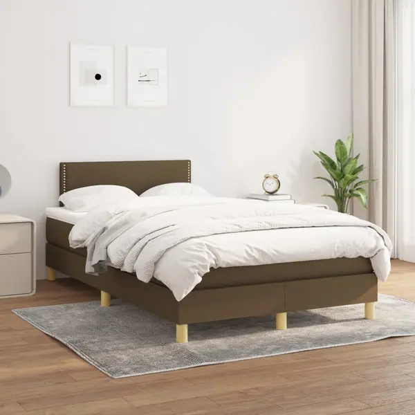 Gossi pat box spring cu saltea, maro inchis, 120x200 cm, textil