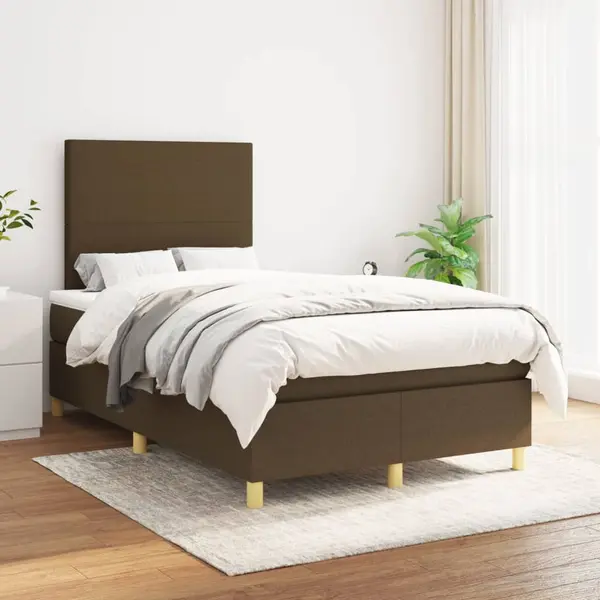 Gossi pat box spring cu saltea, maro inchis, 120x200 cm, textil