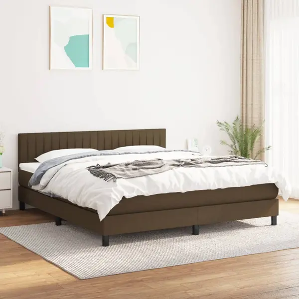 Gossi pat box spring cu saltea, maro inchis, 160x200 cm, textil